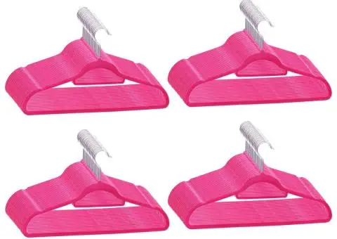 Set de umerașe anti-alunecare, 100 buc., roz, catifea - 2/5