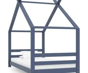 vidaXL Cadru de pat de copii, gri, 80 x 160 cm, lemn masiv de pin