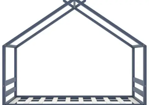 Cadru de pat de copii, gri, 80 x 160 cm, lemn masiv de pin - 4/5