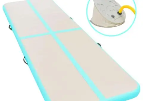 Saltea gimnastică gonflabilă cu pompă verde 800x100x10cm PVC - 1/5