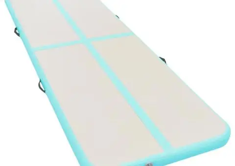 Saltea gimnastică gonflabilă cu pompă verde 800x100x10cm PVC - 2/5