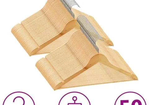 Set de umerașe anti-alunecare, 50 buc. lemn esență tare - 1/5