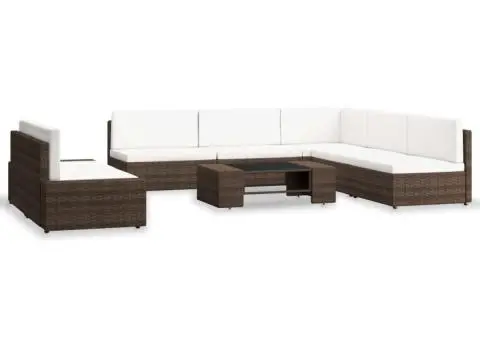 Set mobilier de grădină, 7 piese, maro, poliratan - 1/4