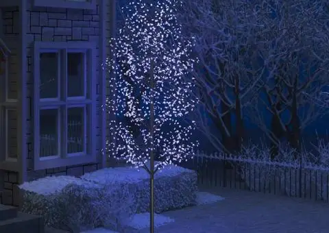 Pom Crăciun, 1200 LED-uri lumină albastră flori de cireș 400 cm - 1/5