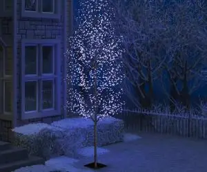 vidaXL Pom Crăciun, 1200 LED-uri lumină albastră flori de cireș 400 cm