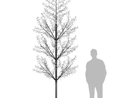 Pom Crăciun, 1200 LED-uri lumină albastră flori de cireș 400 cm - 3/5