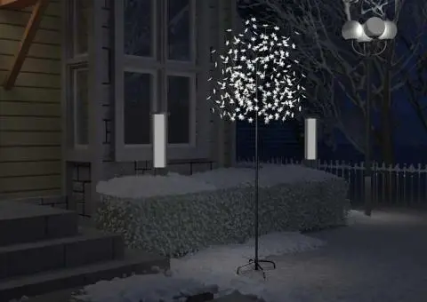 Pom Crăciun, 220 LED-uri alb rece, flori de cireș, 220 cm - 1/5