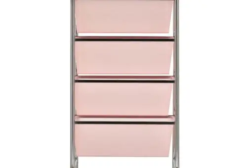 Cărucior de depozitare mobil cu 4 sertare, roz, plastic - 4/5