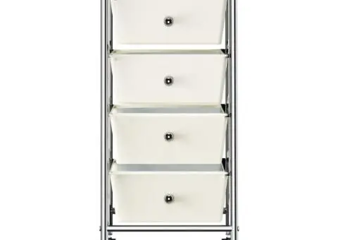 Cărucior de depozitare mobil cu 4 sertare, alb, plastic - 2/5