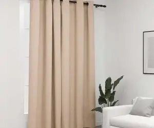 vidaXL Perdea opacă, aspect pânză, cu ocheți, bej, 290x245 cm