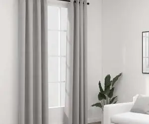 vidaXL Perdele opace, aspect pânză, cu ocheți, 2 buc., gri, 140x225 cm