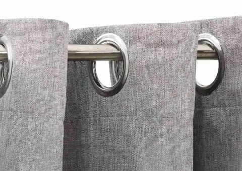 Perdele opace, aspect pânză, cu ocheți, 2 buc., gri, 140x225 cm - 3/5