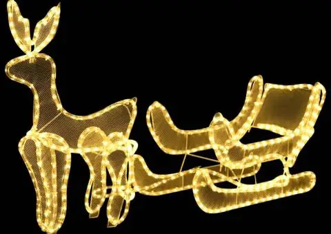 Instalație lumini Crăciun, ren și sanie cu plasă, 432 LED-uri - 2/5