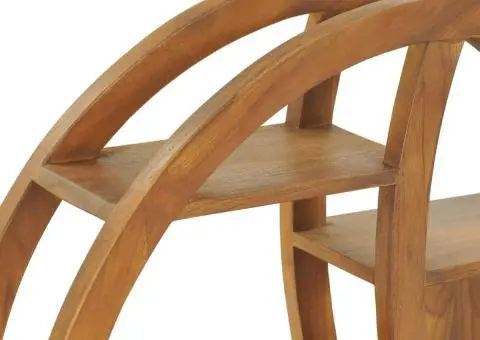 Raft de perete Yin Yang, 80 x 17,5 x 80 cm, lemn masiv de tec - 4/5