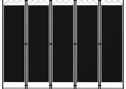 Paravan de cameră cu 5 panouri, negru, 200 x 180 cm - 1/5