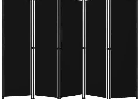 Paravan de cameră cu 5 panouri, negru, 200 x 180 cm - 2/5