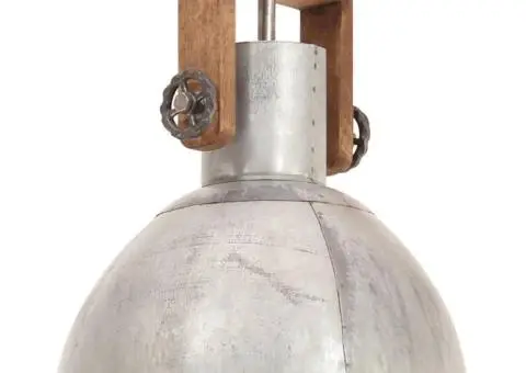 Lampă suspendată industrială, 25 W, argintiu, rotund, 30 cm E27 - 1/5