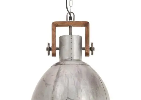 Lampă suspendată industrială, 25 W, argintiu, rotund, 30 cm E27 - 5/5