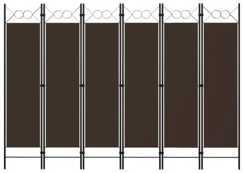 Paravan de cameră cu 6 panouri, maro, 240 x 180 cm - 1/5