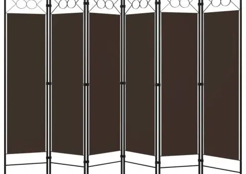 Paravan de cameră cu 6 panouri, maro, 240 x 180 cm - 2/5
