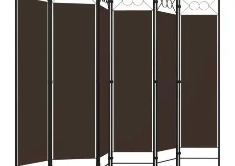 Paravan de cameră cu 6 panouri, maro, 240 x 180 cm - 3/5