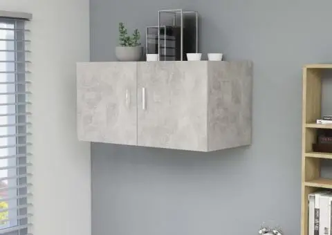 Dulap montat pe perete, gri beton, 80x39x40 cm, lemn prelucrat - 1/5