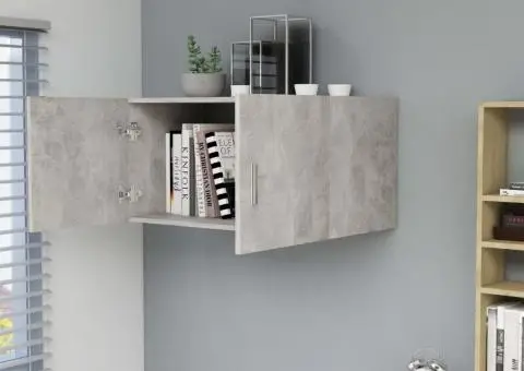 Dulap montat pe perete, gri beton, 80x39x40 cm, lemn prelucrat - 3/5