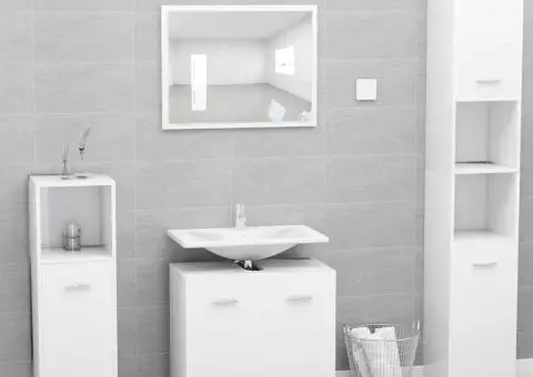 Set de mobilier de baie, alb, lemn prelucrat - 1/5