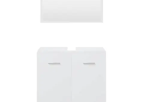 Set de mobilier de baie, alb, lemn prelucrat - 5/5