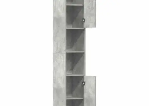 Dulap de baie, gri beton, 30x30x183,5 cm, lemn prelucrat - 5/5