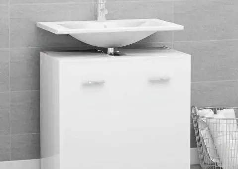 Dulap de baie, alb, 60x33x61 cm, lemn prelucrat - 1/5