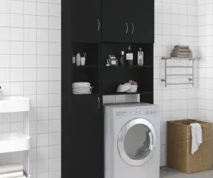 vidaXL Dulap de baie, negru, 32x25,5x190 cm, lemn prelucrat