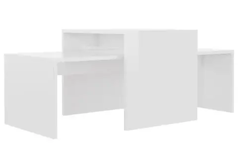 Set măsuțe cafea, alb extralucios, 100x48x40 cm, lemn prelucrat - 2/5