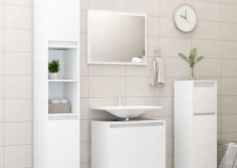 Dulap de baie, alb, 30x30x95 cm, lemn prelucrat - 4/5