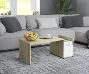 vidaXL Măsuță de cafea, alb/stejar sonoma, 90x45x35 cm, lemn prelucrat