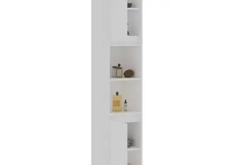 Dulap de baie, alb, 30x30x183,5 cm, lemn prelucrat - 4/5