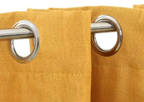 Perdea opacă, aspect pânză, cu ocheți, galben, 290x245 cm - 3/5