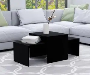 vidaXL Set măsuțe de cafea, negru, 100x48x40 cm, lemn prelucrat