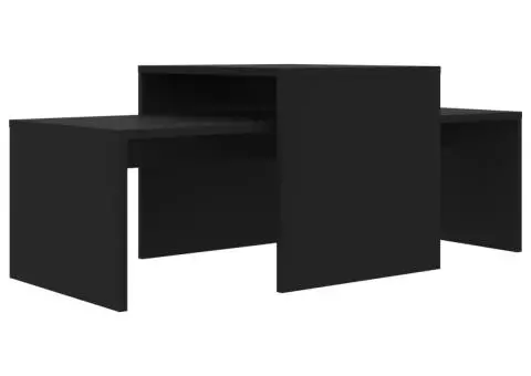 Set măsuțe de cafea, negru, 100x48x40 cm, lemn prelucrat - 2/5