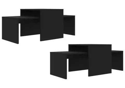 Set măsuțe de cafea, negru, 100x48x40 cm, lemn prelucrat - 5/5