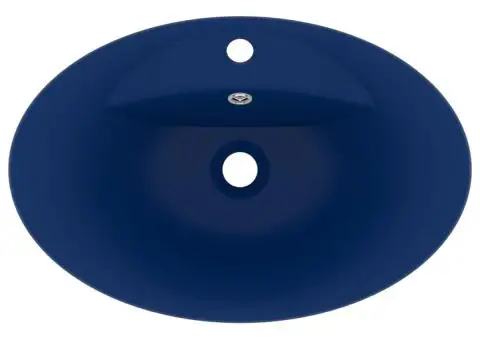 Chiuvetă lux preaplin albastru mat 58,5x39 cm ceramică oval - 4/5
