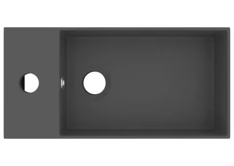Chiuvetă de baie cu preaplin, gri închis, ceramică - 3/5