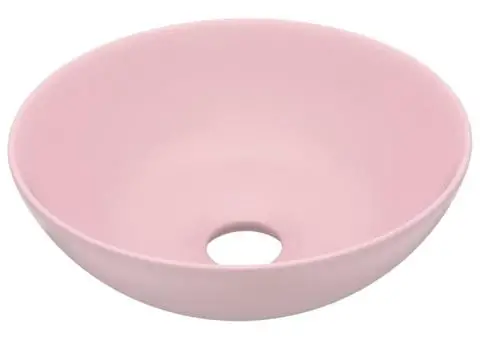 Chiuvetă de baie, roz mat, ceramică, rotund - 2/5