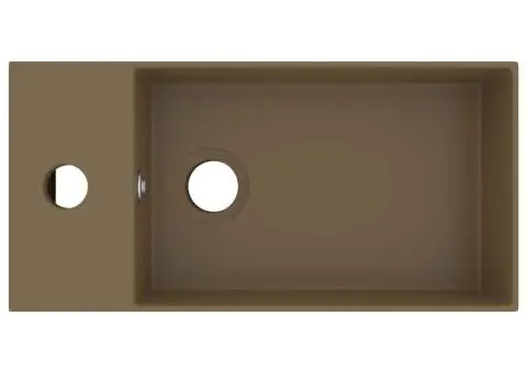 Chiuvetă de baie cu preaplin, crem mat, ceramică - 3/5