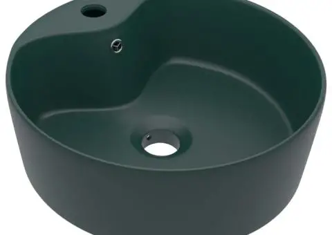 Chiuvetă de lux cu preaplin verde închis mat 36x13 cm ceramică - 2/5