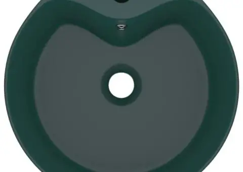 Chiuvetă de lux cu preaplin verde închis mat 36x13 cm ceramică - 3/5