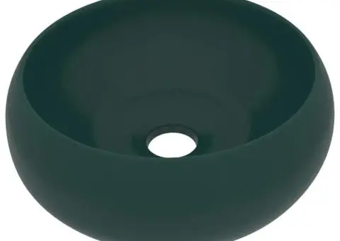 Chiuvetă baie lux verde închis mat 40x15 cm ceramică rotund - 2/5