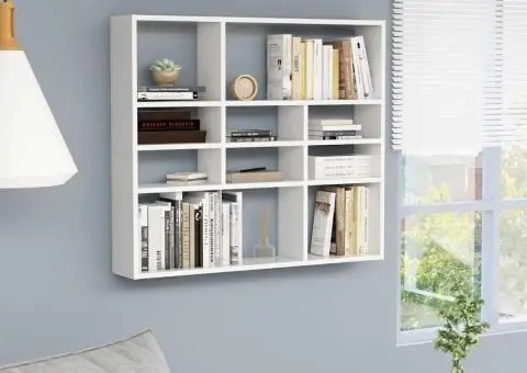 Raft de perete, alb, 90x16x78 cm, lemn prelucrat - 1/5