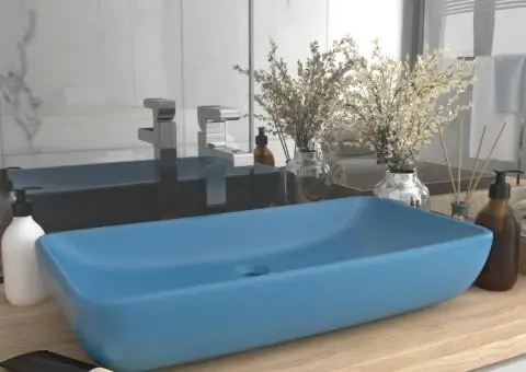 Chiuvetă dreptunghiulară lux, bleu mat, 71 x 38 cm, ceramică - 1/5