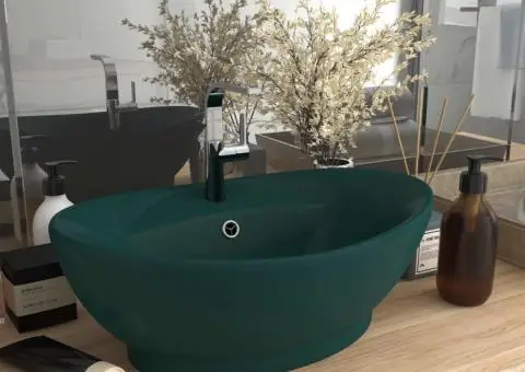 Chiuvetă lux preaplin verde închis mat 58,5x39 cm ceramică oval - 1/5